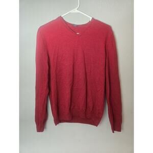 Gap Men’s Size Large 100% Extra Fine Merino Wool Red V-Neck Sweater